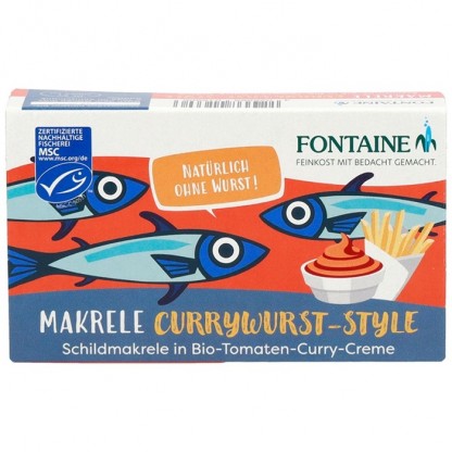 File de macrou fara piele in crema bio curry cu roșii 125g Fontaine