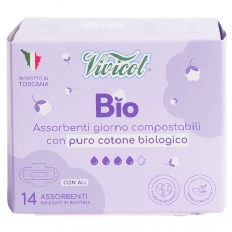 Absorbante de zi din bumbac compostabil ecologic 4 picaturi 14buc Vivicot