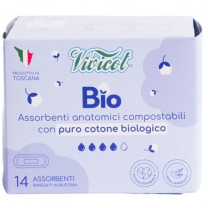 Absorbante de zi fara aripioare din bumbac compostabil 4 picaturi 14buc Vivicot