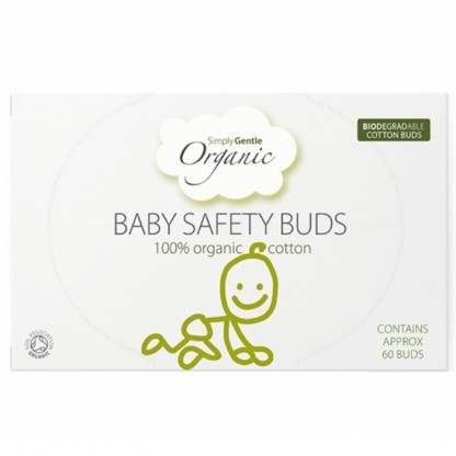 Betisoare urechi din bumbac organic cu opritor pt bebelusi 60buc Simply Gentle