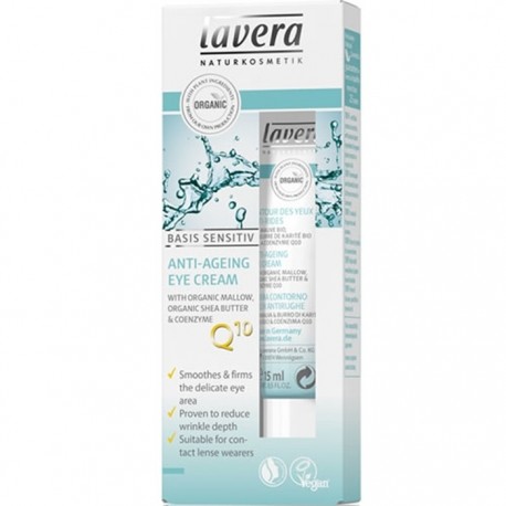Crema antirid pt contur ochi cu coenzima Q10, bio vegan Basis Senstiv 15ml Lavera